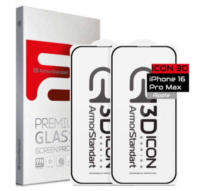 Скло захисне Armorstandart Kit Icon 3D iPhone 16 Pro Max Black 2 pcs (ARM83514)