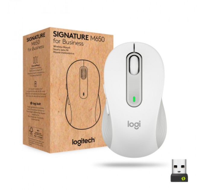 Logitech Мишка Logitech Signature M650 L Wireless Mouse for Business Off-White (910-006349)