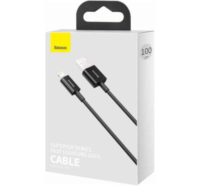 Baseus Дата кабель USB 2.0 AM to Lightning 1.0m 2.4A Superior Series Black Baseus (CALYS-A01)