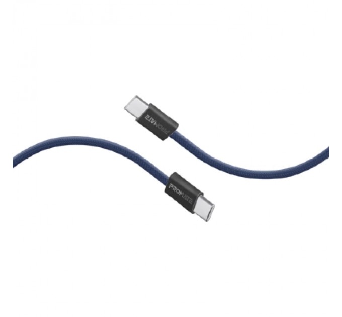 Дата кабель USB-C to USB-C ecoline-cc200.navy Promate (ecoline-cc200.navy)