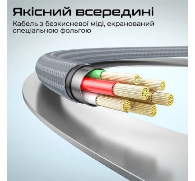 Дата кабель USB-C to USB-C springy.grey Promate (springy.grey)