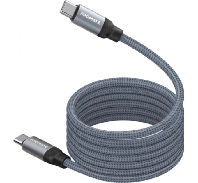 Дата кабель USB-C to USB-C springy.grey Promate (springy.grey)