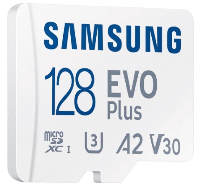 Карта пам'яті Samsung 128 GB microSDXC Class 10 UHS-I U3 V30 A2 EVO Plus+SD Adapte (MC128SA/EU)