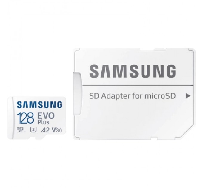 Карта пам'яті Samsung 128 GB microSDXC Class 10 UHS-I U3 V30 A2 EVO Plus+SD Adapte (MC128SA/EU)