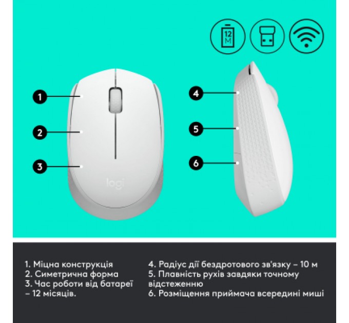Logitech Мишка Logitech M171 White (910-006867)
