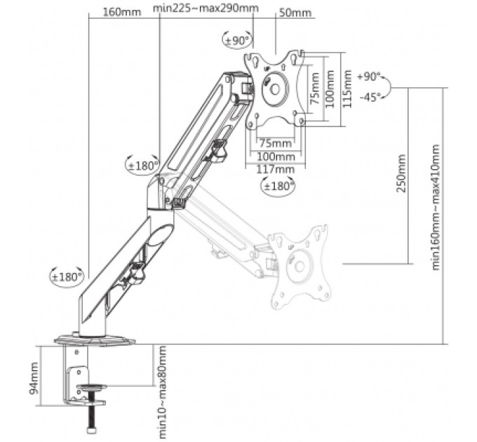 Brateck Кронштейн Brateck LDT25-C012