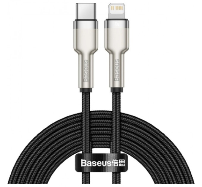 Дата кабель USB-C to Lightning 2.0m Cafule Metal PD 20W black Baseus (CATLJK-B01)
