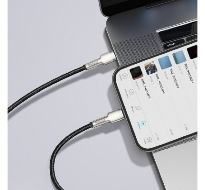 Дата кабель USB-C to Lightning 2.0m Cafule Metal PD 20W black Baseus (CATLJK-B01)