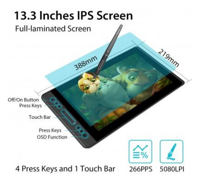 Планшет-монітор Huion Kamvas 13 (GS1331)