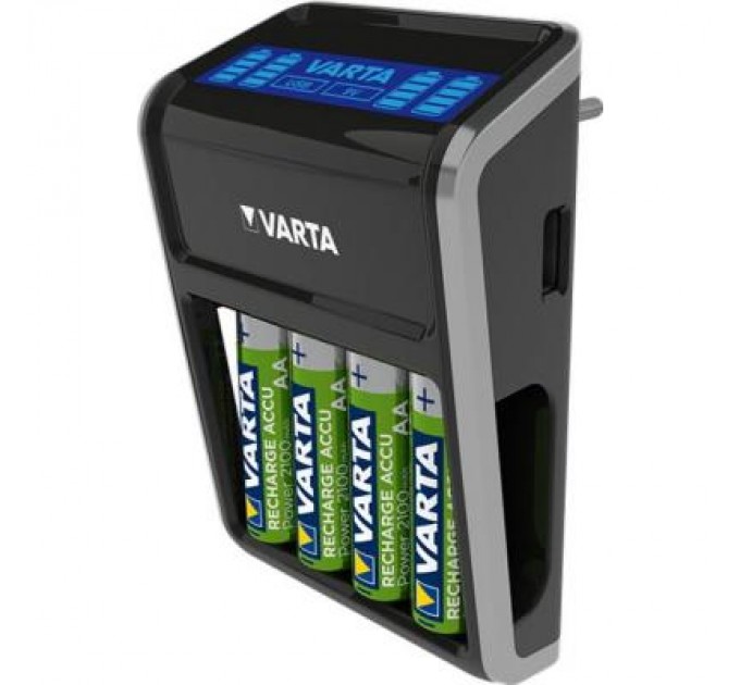 Зарядний пристрій для акумуляторів Varta LCD PLUG CHARGER +4*AA 2100 mAh (57687101441)