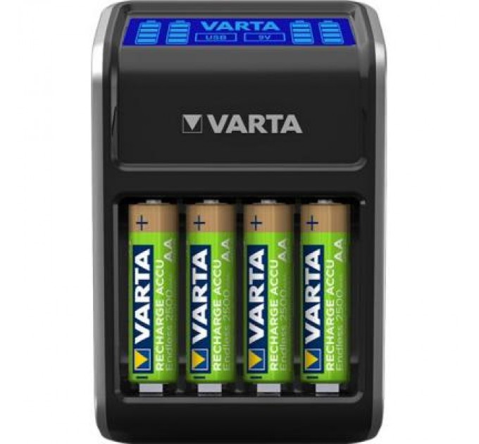 Зарядний пристрій для акумуляторів Varta LCD PLUG CHARGER +4*AA 2100 mAh (57687101441)