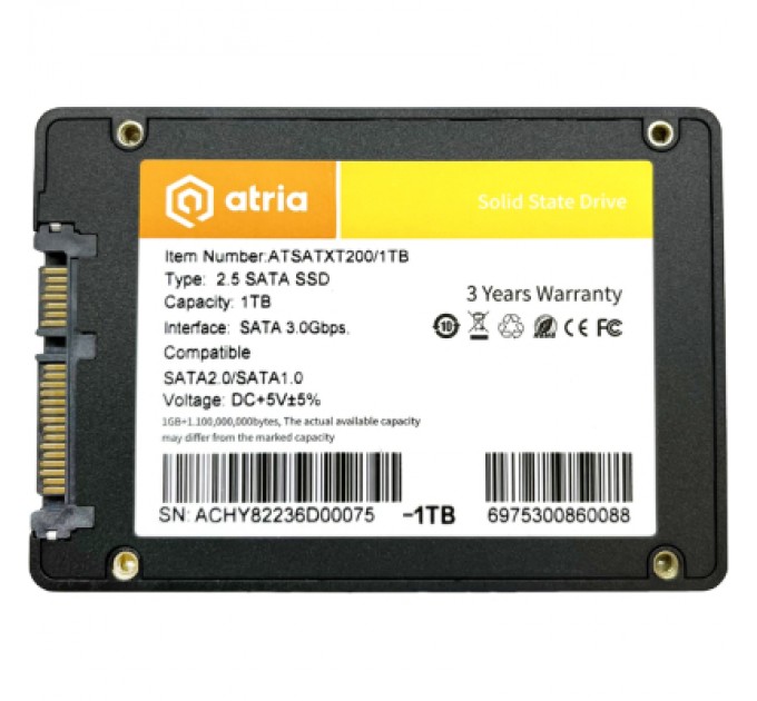 ATRIA Накопичувач SSD 2.5" 1TB XT200 ATRIA (ATSATXT200/1024)