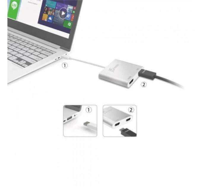 Адаптер USB-A to 2xHDMI F dual display J5create (JUA365-N)