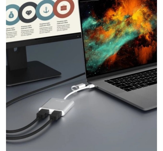 Адаптер USB-C/A to 2xHDMI F dual display J5create (JCA365-N)