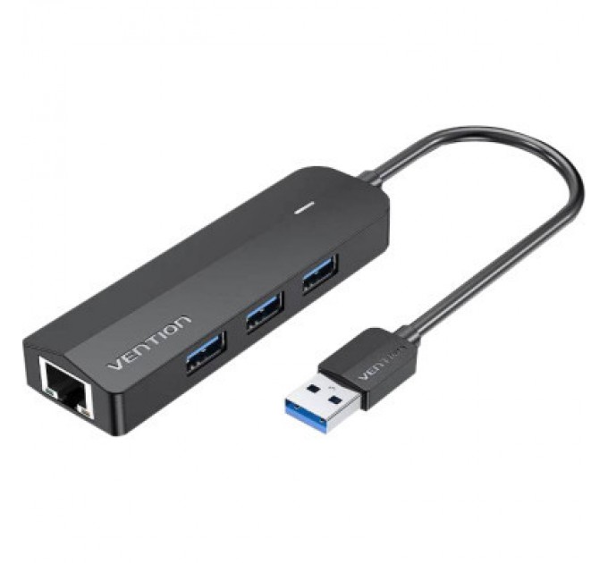 Концентратор Vention USB 3.0 to 3хUSB 3.0/RJ45 Gigabit black (CHNBB)