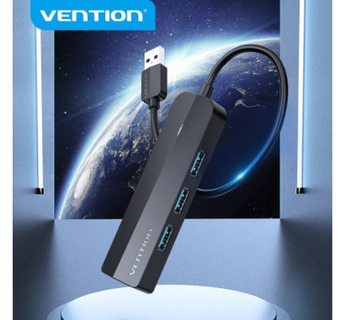 Концентратор Vention USB 3.0 to 3хUSB 3.0/RJ45 Gigabit black (CHNBB)