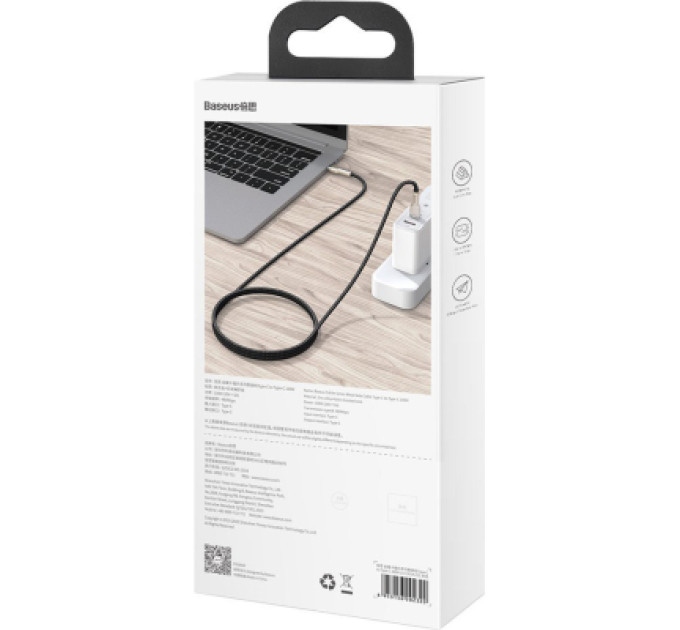 Baseus Дата кабель USB-C to USB-C 1.0m 100W metal black Baseus (CATJK-C01)