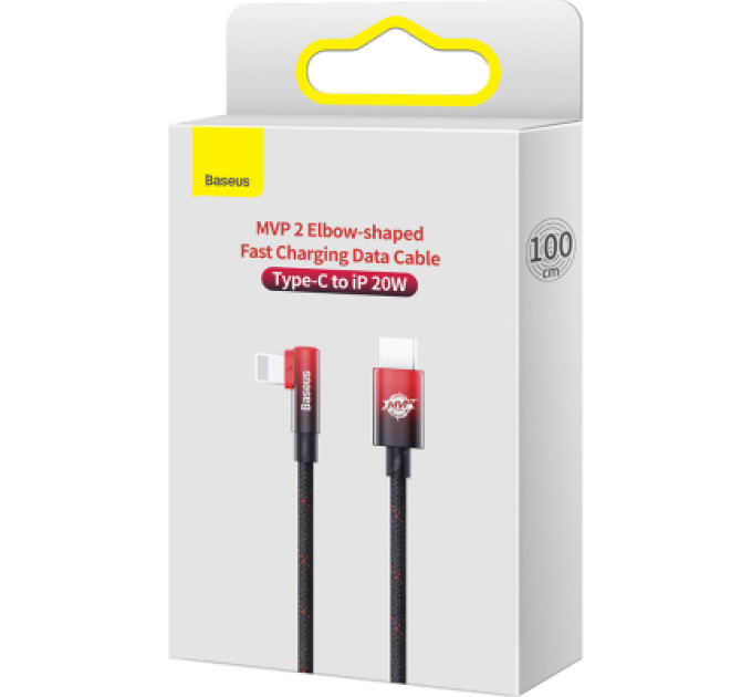Baseus Дата кабель USB-C to Lightning 1.0m 20W 90° corner black/red Baseus (CAVP000220)