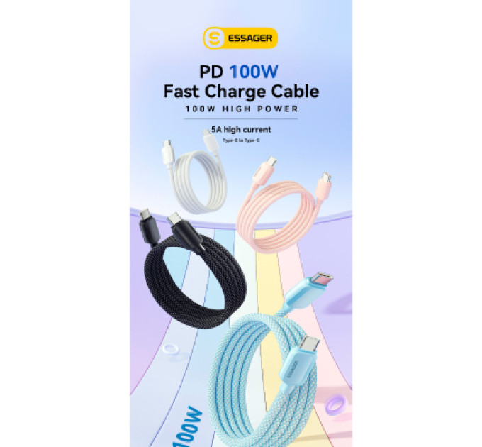 Essager Дата кабель USB-C to USB-C 1.0m 100W pink Essager (EXCTT1-WL04-P)