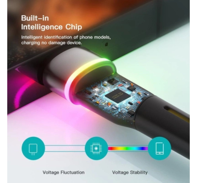 Essager Дата кабель USB 2.0 AM to USB-C 0.5m 3A LED black Essager (EXCT-XCDB01)