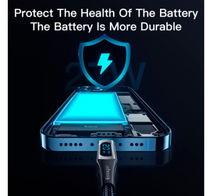 Essager Дата кабель USB-C to Lightning 2.0m 20W Digital Display black Essager (EXCTL-YDA01)