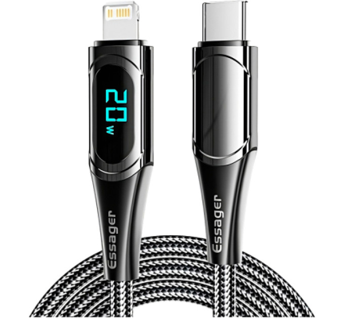 Essager Дата кабель USB-C to Lightning 2.0m 20W Digital Display black Essager (EXCTL-YDA01)