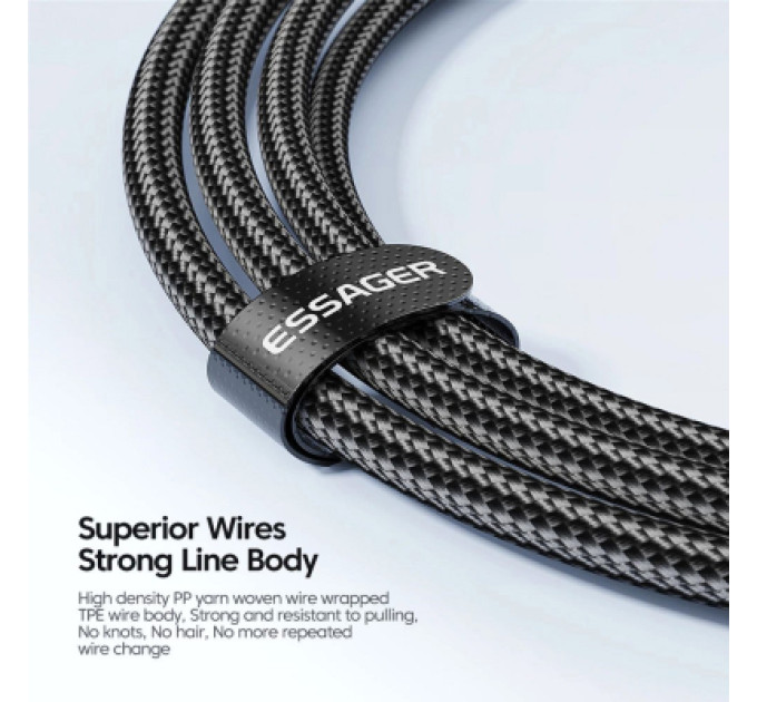 Essager Дата кабель USB-C to USB-C 3.0m 100W black Essager (EXCTT1-XCC01)