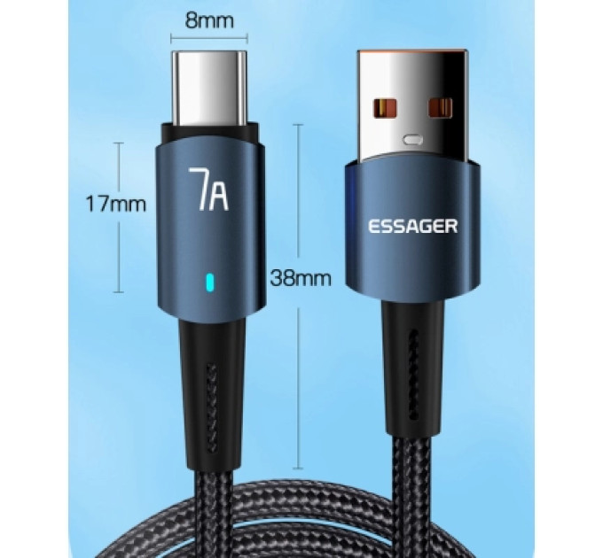 Essager Дата кабель USB 2.0 AM to USB-C 2.0m 100W blue Essager (EXC7A-CGA03-P)