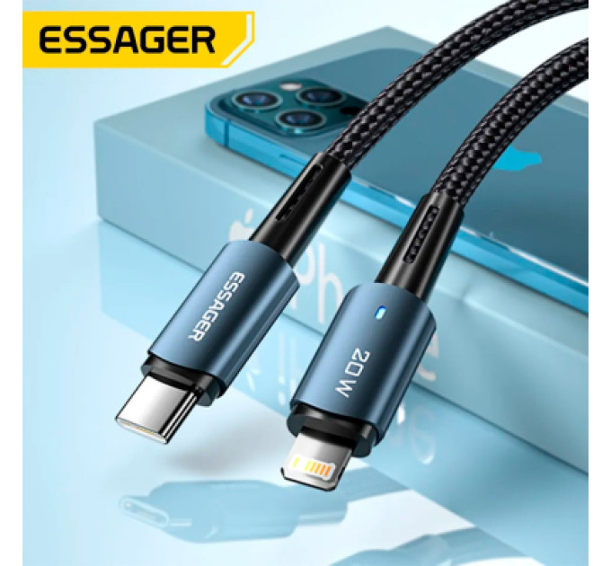 Essager Дата кабель USB-C to Lightning 0.5m 20W black Essager (EXCTL-CGB01)