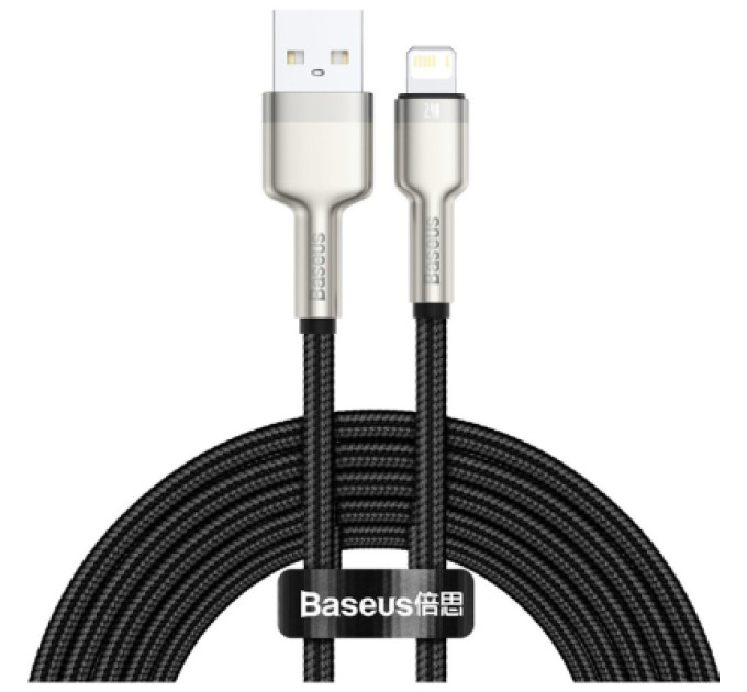 Baseus Дата кабель USB 2.0 AM to Lightning 2.0m 2.4A metal black Baseus (CALJK-B01)