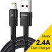 Essager Дата кабель USB 2.0 AM to Lightning 2.0m 2.4A black Essager (EXCL-XCA01)
