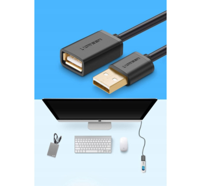 Ugreen Дата кабель USB 2.0 AM/AF 1.5m US103 black Ugreen (10315)