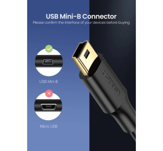 Ugreen Дата кабель USB 2.0 AM to Mini 5P 1.0m US132 black Ugreen (10355)