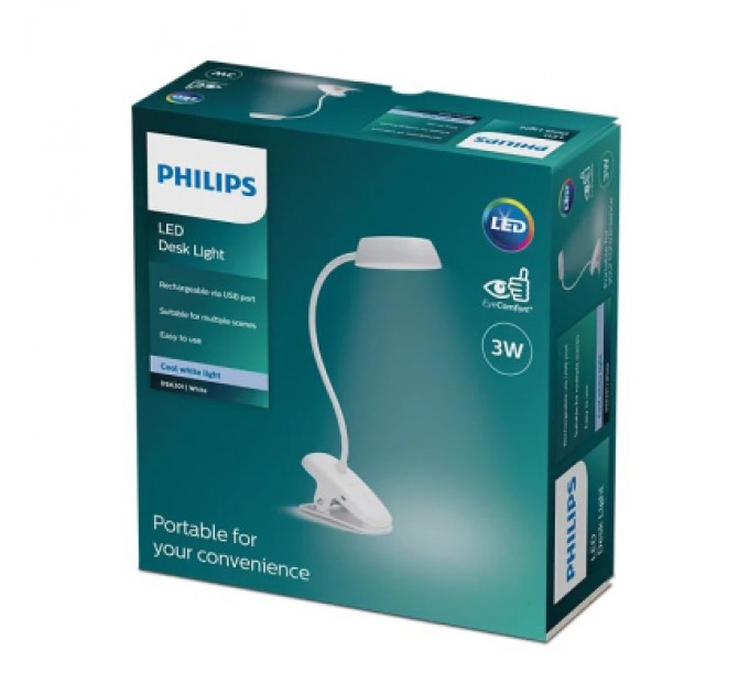 Philips Настільна лампа Philips LED Reading Desk lamp Donutclip білий (929003179707)