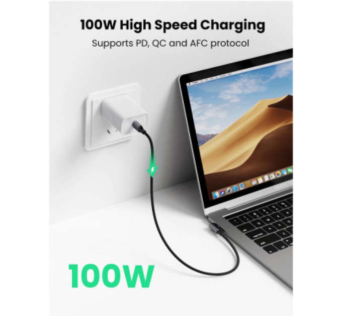 Ugreen Дата кабель USB-C 2.0 to USB-C 3.0m 90° corner US334 black Ugreen (20583)