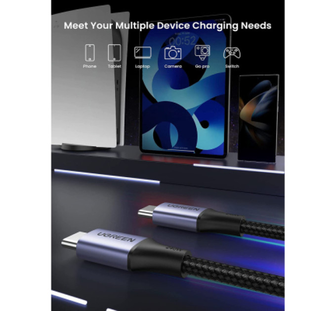 Ugreen Дата кабель USB-C to USB-C 1.0m 240W US535 space gray Ugreen (15311)