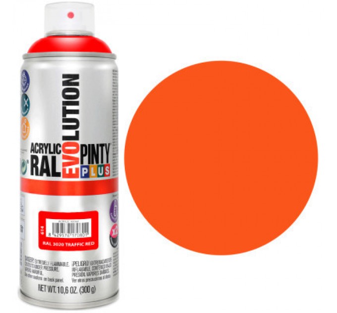 Фарба-аерозоль Pintyplus на водній основі Evolution Ral 2004 Жовтогаряча 400 мл (8429576170405)