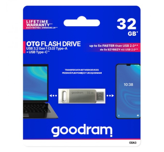 Goodram USB флеш накопичувач Goodram 32GB ODA3 Silver USB 3.0 / Type-C (ODA3-0320S0R11)
