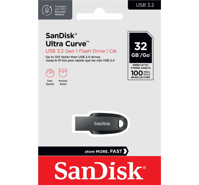 SanDisk USB флеш накопичувач SanDisk 32GB Ultra Curve Black USB 3.2 (SDCZ550-032G-G46)