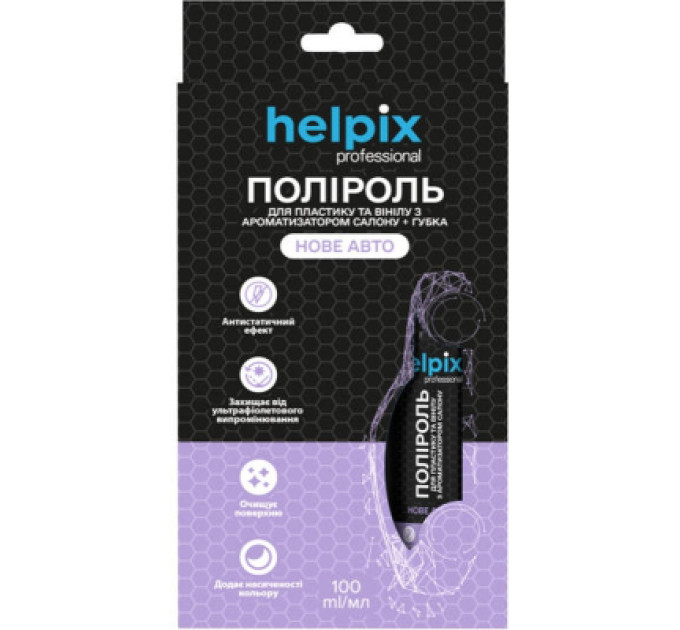 Helpix Автополіроль Helpix набір поліроль для пластику нове авто 100 мл + губка (4823075804085)