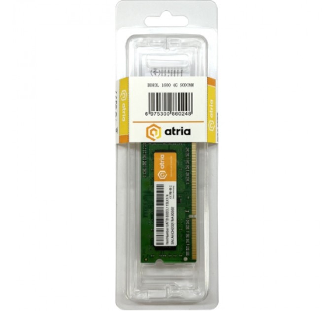 ATRIA Модуль пам'яті для ноутбука SoDIMM DDR3 4GB 1600 MHz ATRIA (UAT31600CL11SLK1/4)