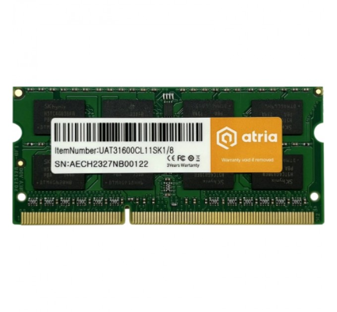 ATRIA Модуль пам'яті для ноутбука SoDIMM DDR3 8GB 1600 MHz ATRIA (UAT31600CL11SK1/8)