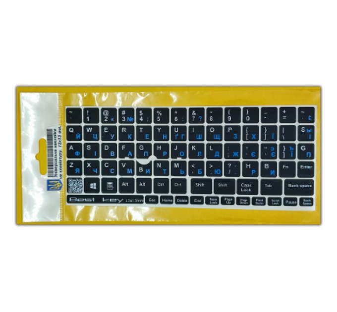 BestKey Наклейка на клавіатуру BestKey непрозора чорна, 76, синій (BKU13BLU/013)