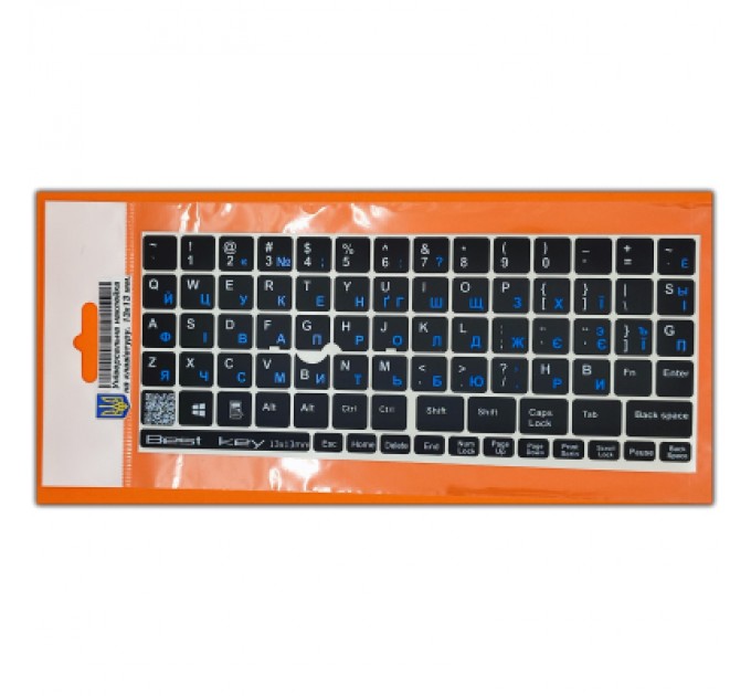 BestKey Наклейка на клавіатуру BestKey непрозора чорна, 76, синій (BKU13BLU/013)