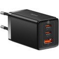 Baseus Зарядний пристрій Baseus 2xUSB-C 65W + 1xUSB GaN + cable USB-C to USB-C 100W 1.0m black (CCGP120201)