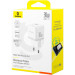 Baseus Зарядний пристрій Baseus 1xUSB-C 30W + 1xUSB white (P1011160A213-00)