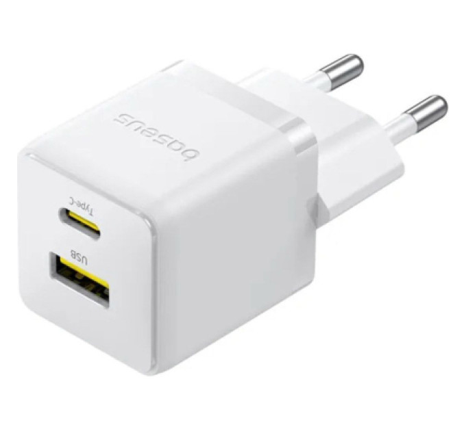 Baseus Зарядний пристрій Baseus 1xUSB-C 30W + 1xUSB white (P1011160A213-00)