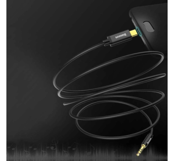 Baseus Кабель мультимедійний USB-C to 3.5mm M 1.2m black Baseus (CAM01-01)