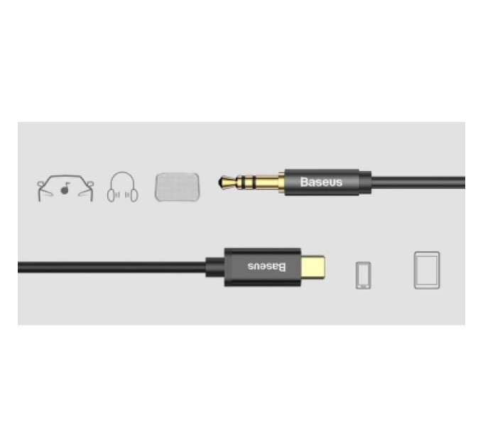 Baseus Кабель мультимедійний USB-C to 3.5mm M 1.2m black Baseus (CAM01-01)