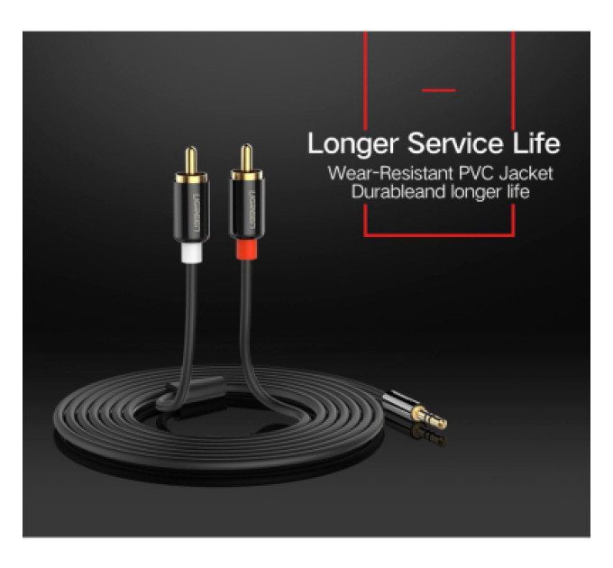 Ugreen Кабель мультимедійний 3.5mm M to 2xRCA M 5.0m AV116 black Ugreen (10591)